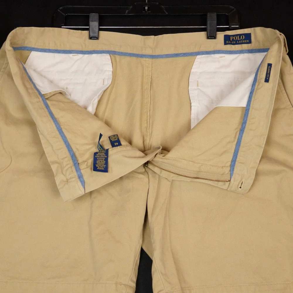 Polo Ralph Lauren Chino Shorts Mens 42 Tan Khaki Classic Fit Cotton Casual